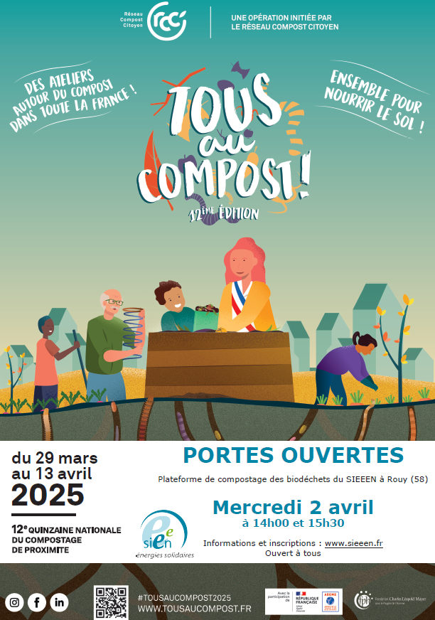 Portes ouvertes de la plateforme des biodéchets du SIEEEN à Rouy le mercredi 2 avril à 14h et 15h30