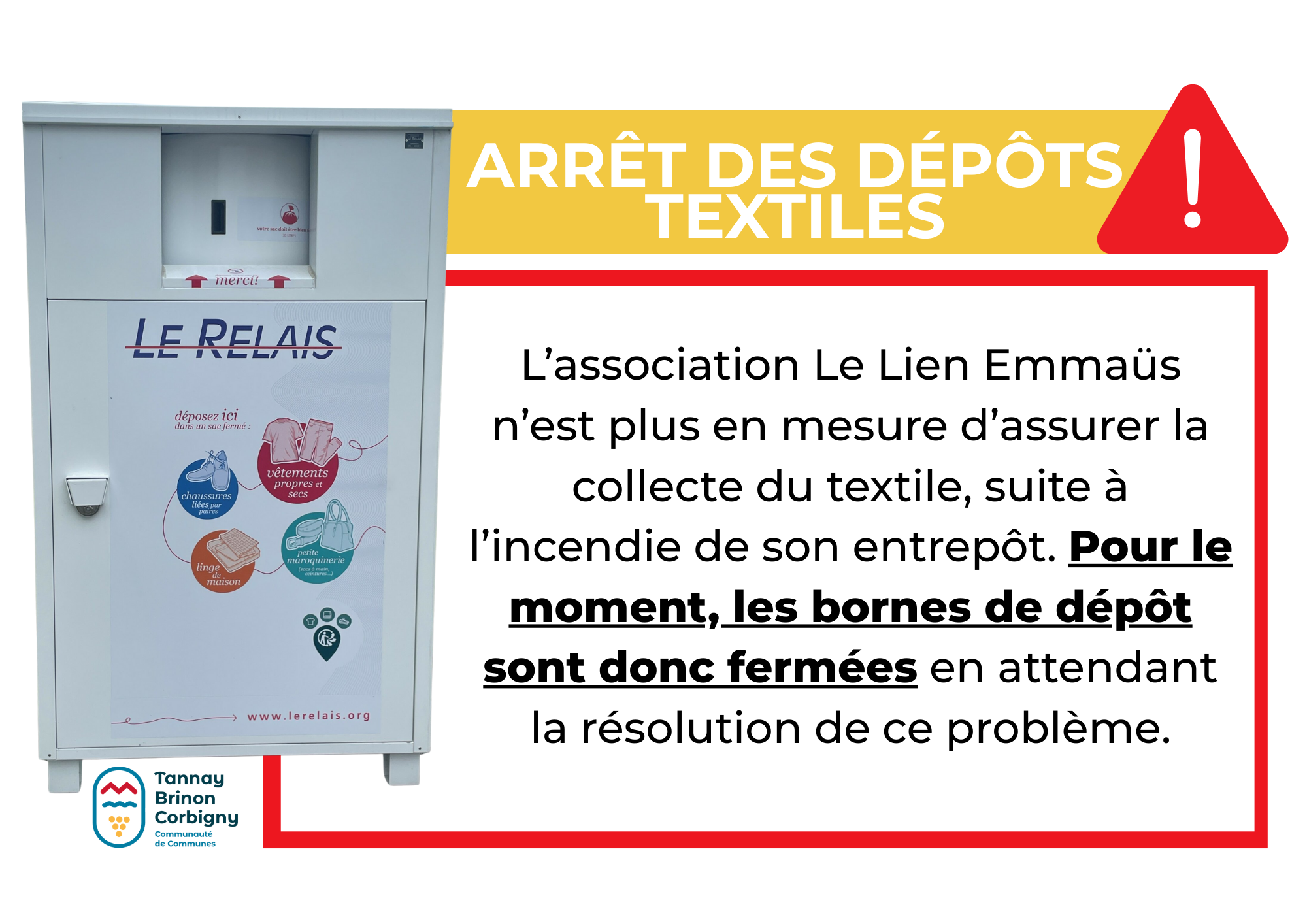 arrêt des dépots textiles