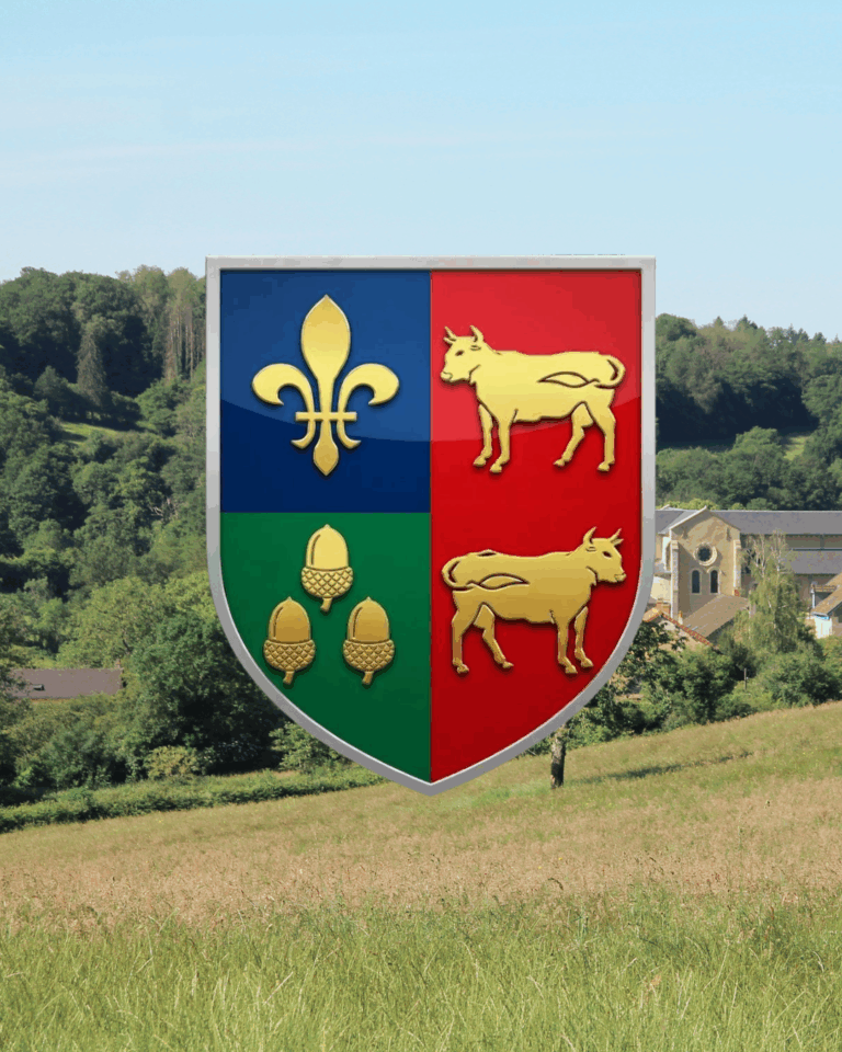 logo de la commune de Mhère avec un paysage en arrière plan